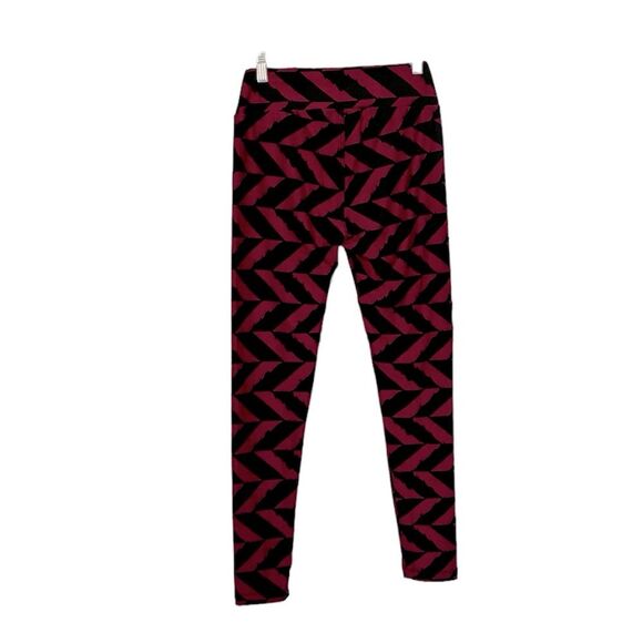 LuLaRoe | Soft Geometric Black Maroon Leggings - Picture 2 of 14